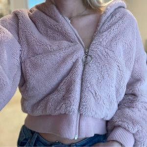 Cozy Pink Teddy Zip-Up Jacket Size M